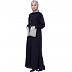 Front open abaya with white patch pocket- Navy Blue